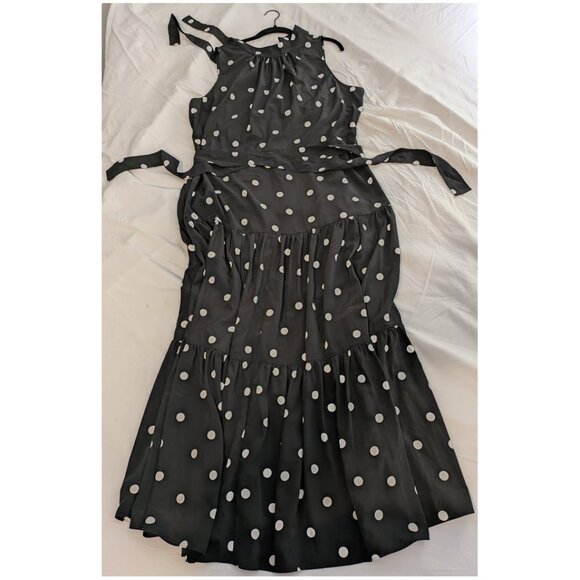 Anne Klein Plus-Size Polka-Dot Maxi Dress 18W • Tie-Waist • New w/o Tags - Picture 2 of 4